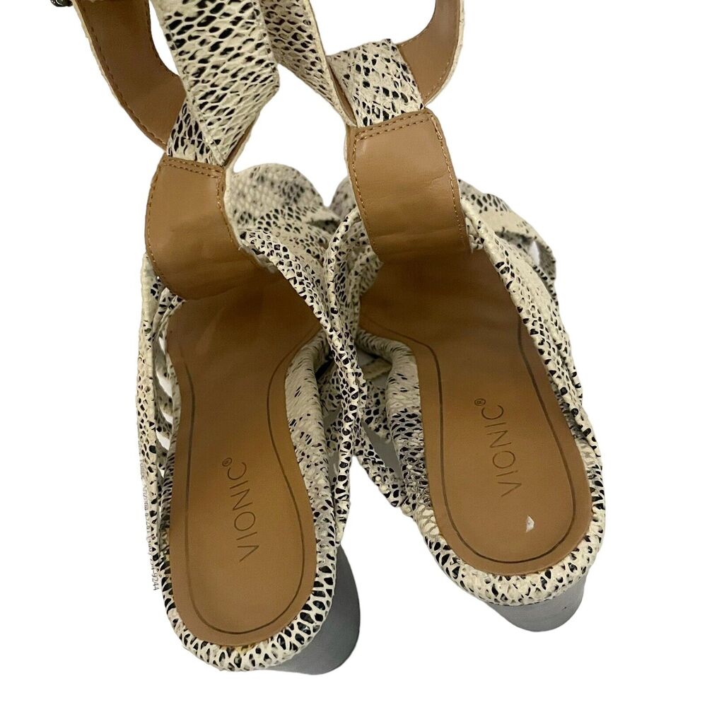 Vionic Sami Snake Print Sandals Block Heel Open Toe Ankle Strap Leather - Picture 9 of 10